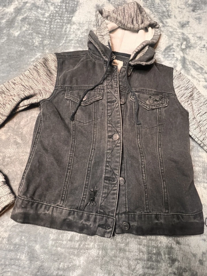 Mudd черный с капюшоном Demi состаренный куртка девочек размер маленький черный и серый - Изображение 4 из 4