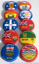 10pcs Canadian Provincial Flags Trackable Geocaching Button Set - Unactivated