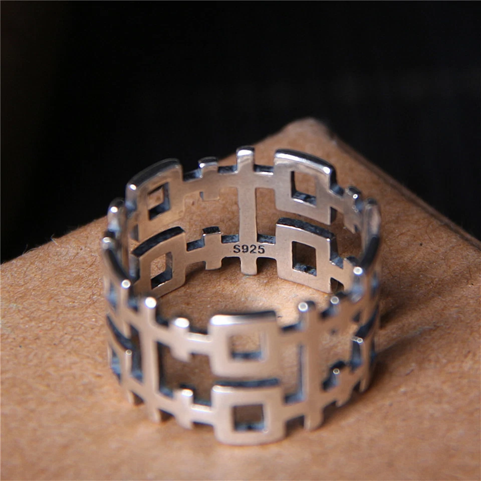 1PC Women Men 925 Sterling Silver Band Matte Chinese Character Happy 囍 Ring - Image 3 of 4