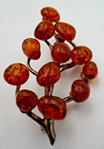 Piedra de ámbar plata esterlina Prendedores y broches hechos a mano