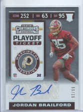 2019 PANINI CONTENDERS RC PLAYOFF PARLLEL AUTO JORDAN BRAILFORD /99 REDSKINS