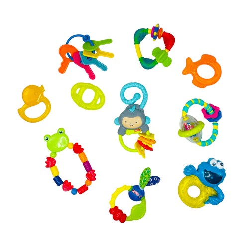 Infant Baby Toys Bundle of 7 Rattle Teether Keys Grab Hand Set 3 - 18 Months