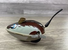 Vtg 3" Mouse Wind-up Toy Tin w Rubber Tail Cloth Ears Hong Kong NOT WIINDING