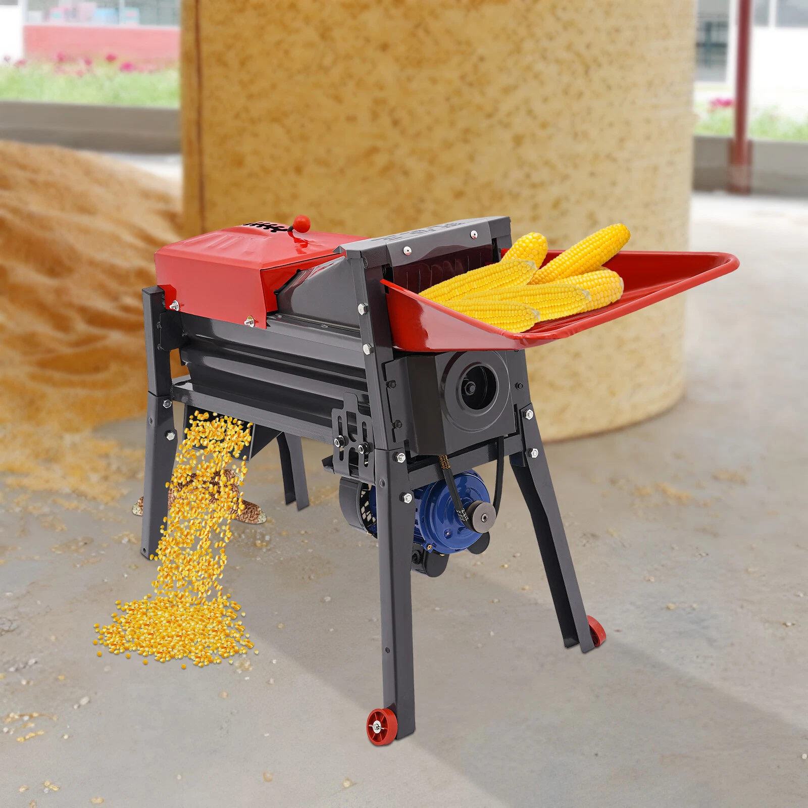 Electric Corn Thresher Sheller Threshing Stripping Machine Stripper Tool Black~