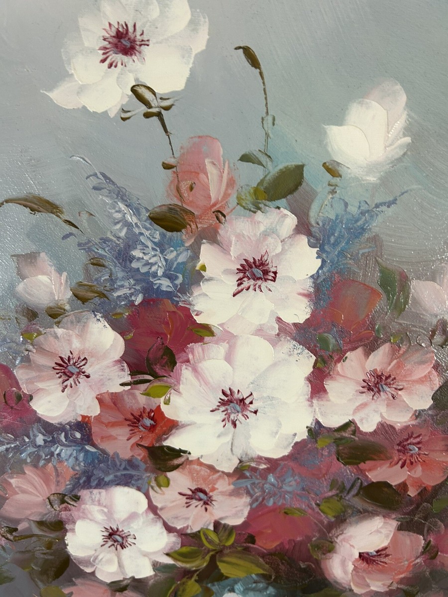 C. Nichols Vintage Oil Flower Painting Framed and Matted 25 1/2