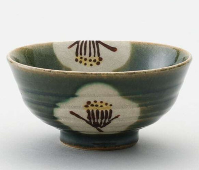 Seto Ware Setoyaki Japanische Kleine Runde Schale TSUBAKI Kamelie Oribe Grün ...