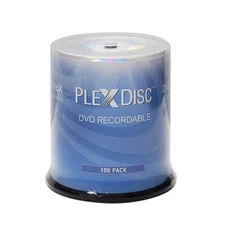 100 PC PlexDisc 16X 4.7 GB DVD+R Silver Top Disc Cake Box 63C-115-BX