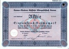 Brema-Mindener Schiffahrt Aktiengesellschaft 1939 1000 RM