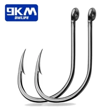 Saltwater Fishing Hooks 50~200Pcs Strong High Carbon Steel Offset Big Game Hooks