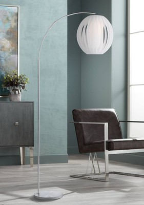 Lite Source Deion 79 1/2'' HIgh Brushed Nickel Modern Arc Floor Lamp