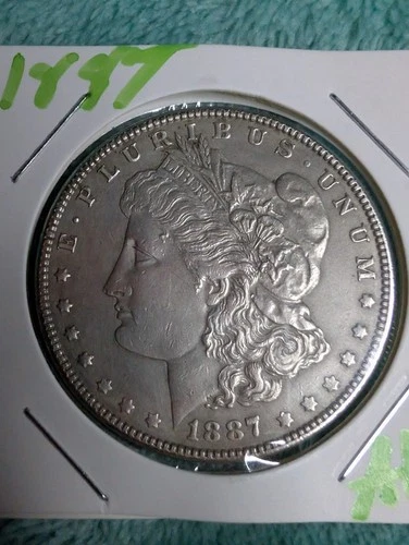 1887 Silver Morgan Dollar Coin AU+++ Beautiful Satin Detail  NO RESERVE