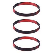 3pcs Plain Silicone Wristband 7 Inch 1/4 Inch Width,Red,Black