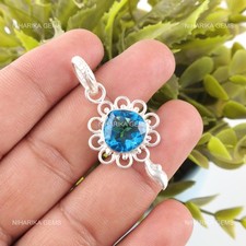 Dezember Geburt Schweizer Blau Topas Stein Sterlingsilber Schwester Neu Anhänger