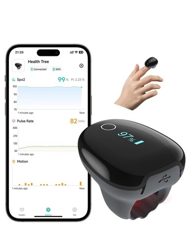 Rechargeable O2Ring Pulse Oximeter SpO2 Heart Rate Monitor Continuously Record