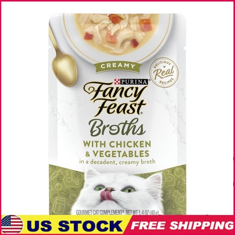 Creamy Chicken Veggie Broth Grain-Free Wet Cat Food 16 Pack