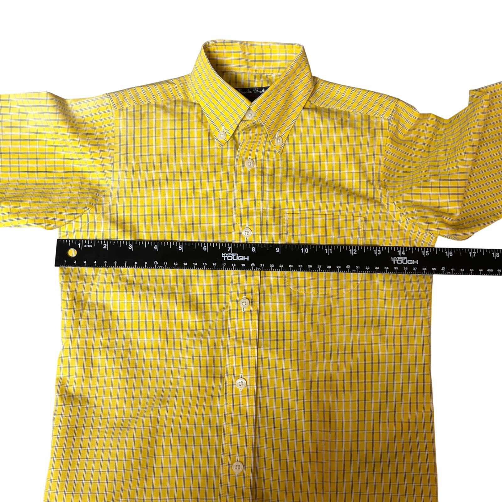 Brooks Brothers Fleece Boys Yellow Plaid Non-Iron Cotton Button Down Shirt Small thumbnail 4