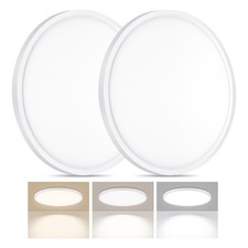 2 Pack LED Flush Mount Ceiling Light, 24W Ultra Thin Round White 3000k/4000k/...
