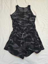Athleta Girl On The Go Romper Grey Camouflage Girl's Size M 8-10