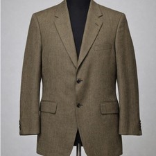100 Lambswool Evan Picone Mens Blazer 46R Brown Tweed Sport Coat Classic suit