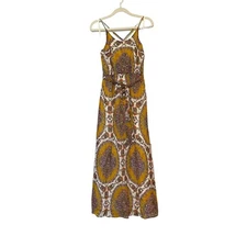 Anthropologie Akemi + Kin Maxi Metallic Medallion Floral Sleeveless Dress Size S