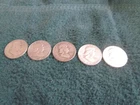 Lot of (5) Ben Franklin 90% SILVER Half Dollars  Circulated 1950-1959