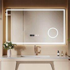 Specchio Bagno LED Dimmerabile con Illuminazione e Antiappannamento, Interruttore Touch