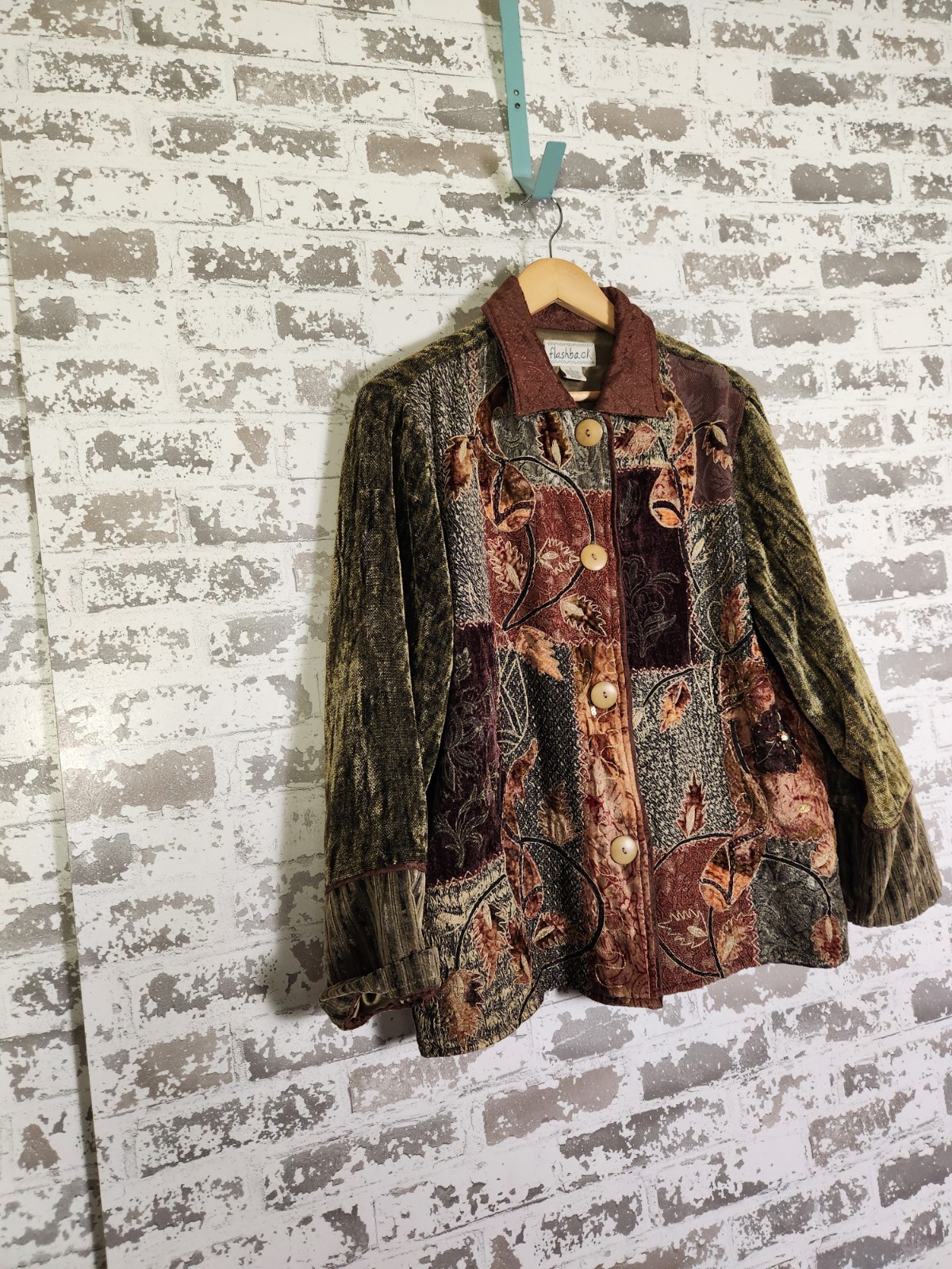 Vintage Flashback Patchwork Boho Jacket Size Larg… - image 2