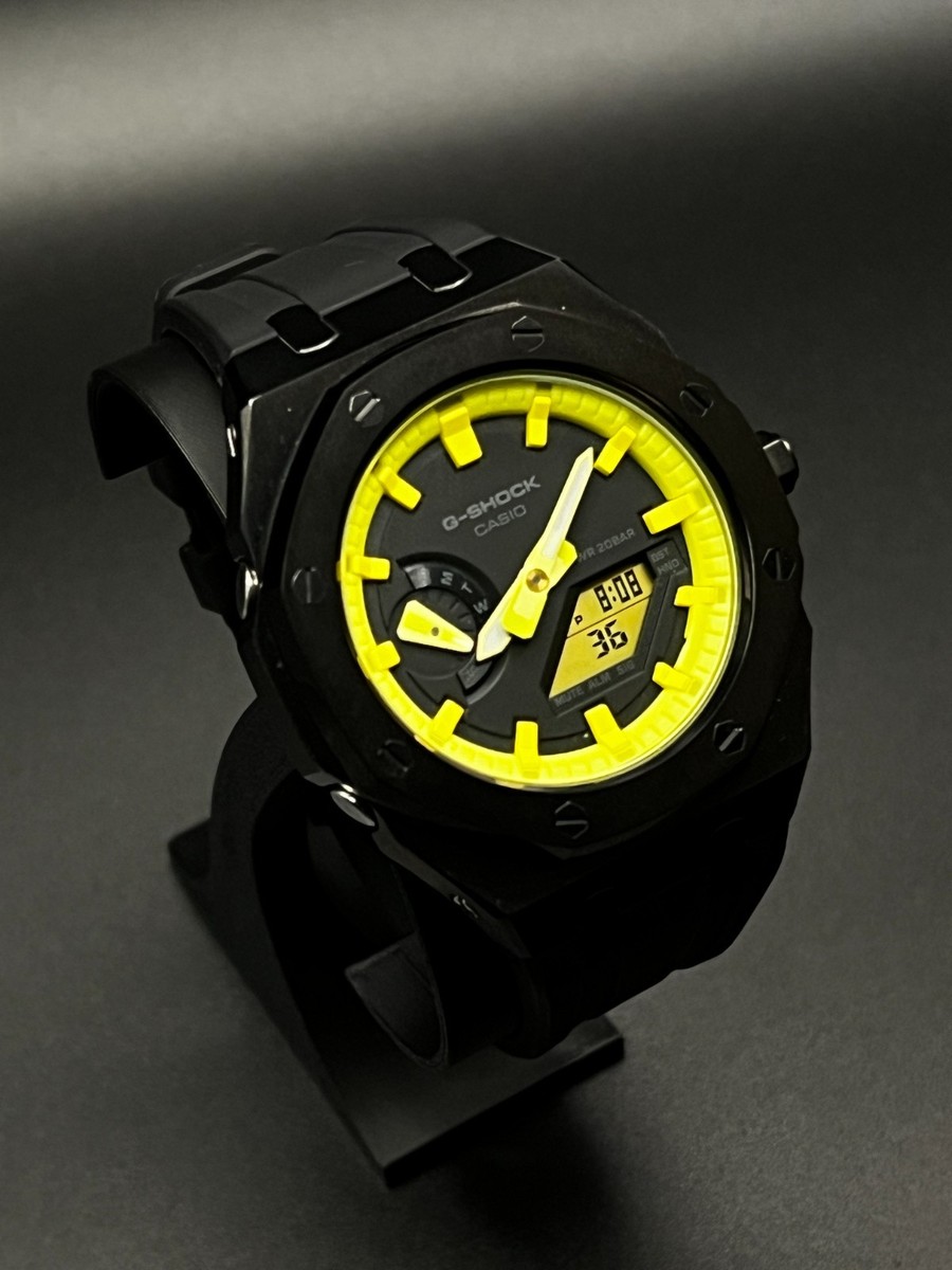 Custom METAL Casio G-Shock | GA-2100 | Black & Yellow | CasiOak