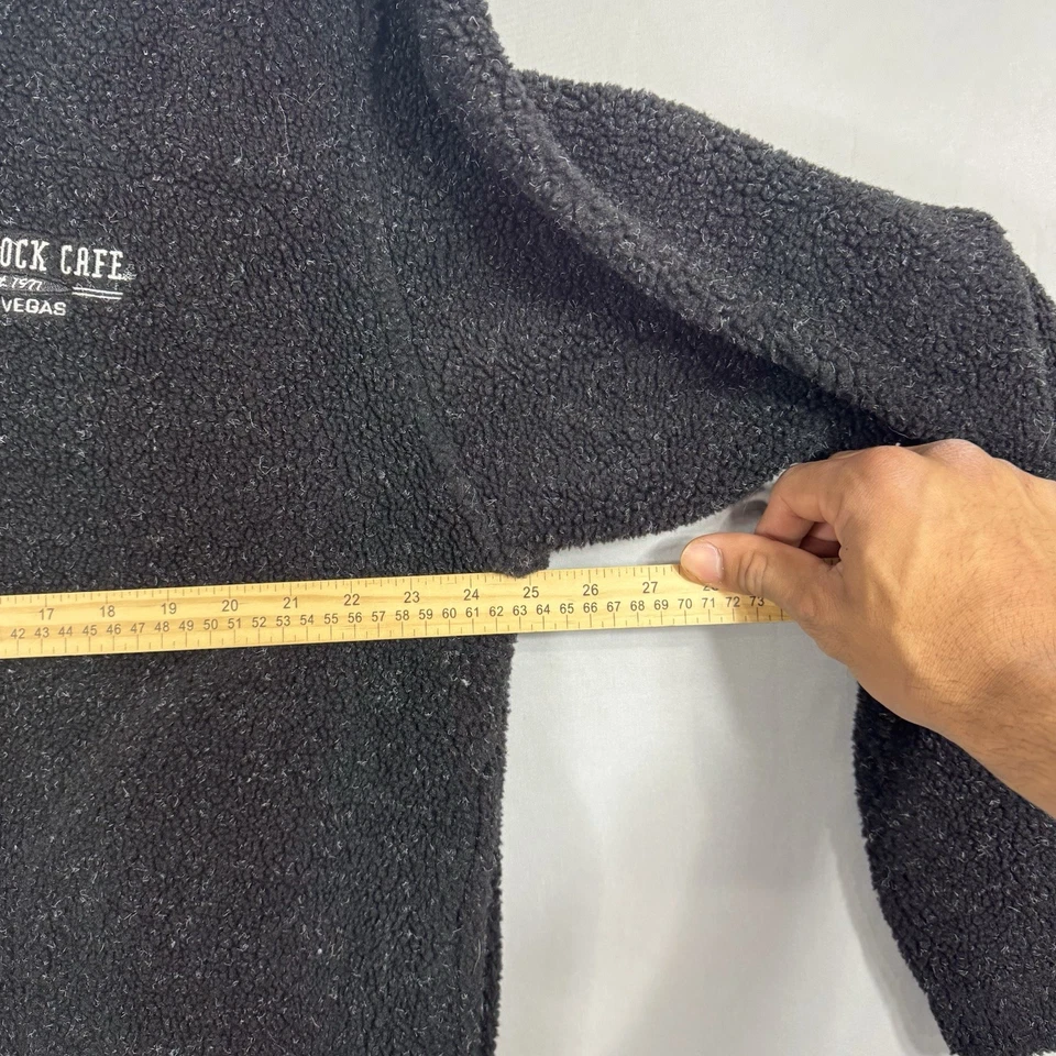 Hard Rock Cafe 1/4 Snap Pullover Jacket Mens Large Black Fleece Las Vegas - Image 4 of 4