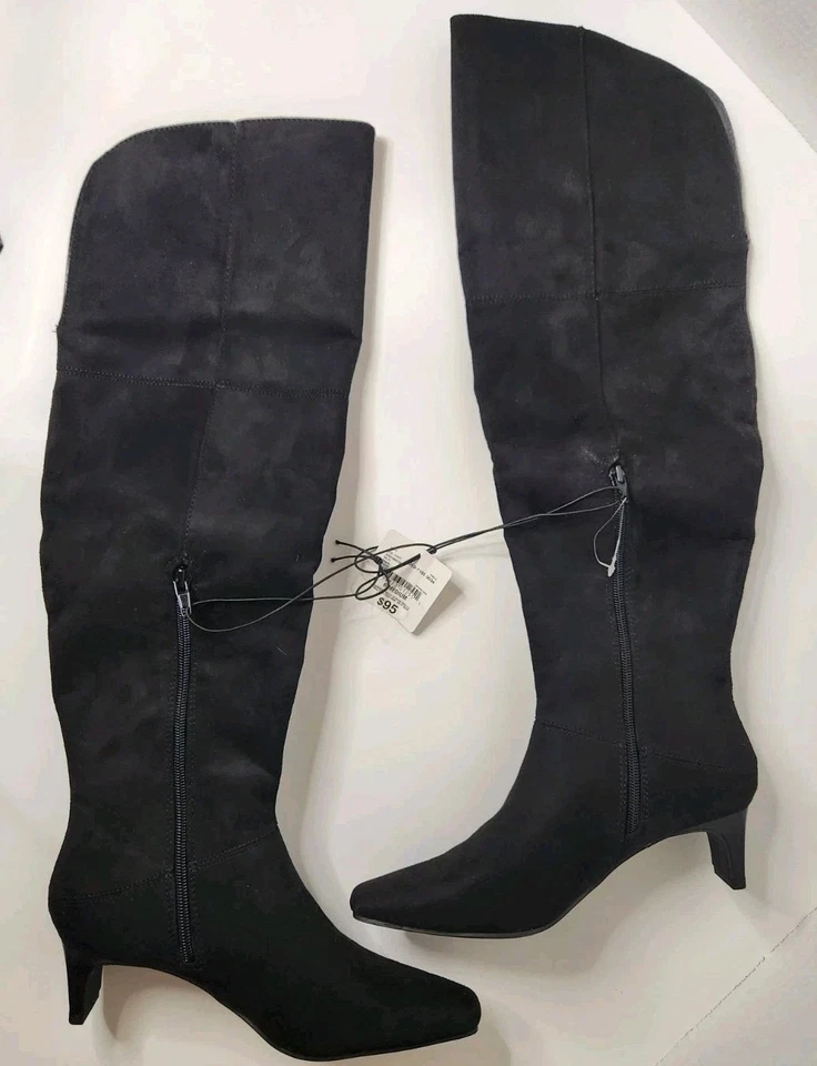 Botas Worthington para mujer Valto imitación gamuza negras tacón alto por encima de la rodilla talla 7 Foto 2 de 4
