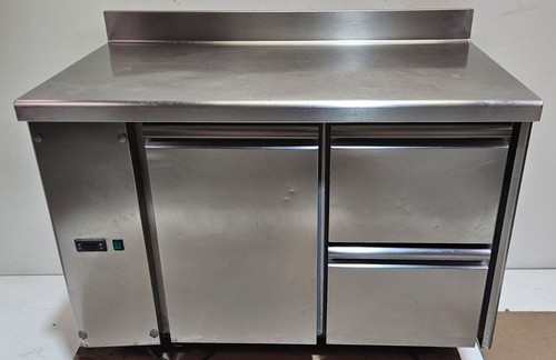 Tecnodom Fridge Table 1200mm Fridge Counter Upstand 2 x Drawer 1 x Door GN 1/1