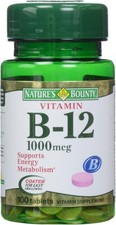 Nature's Bounty Vitamin B-12 1000 mcg Tablets, 100 Count Pack of 1 