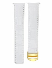 20MM LEATHER WATCH BAND STRAP CLASP FOR CARTIER TANK FRANCAISE WATCH WHITE GOLD