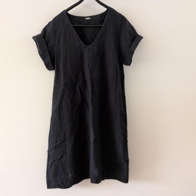 Margaret Howell Linen Dress Black VNeck Sleeveless Free Size 100% Linen |  eBay
