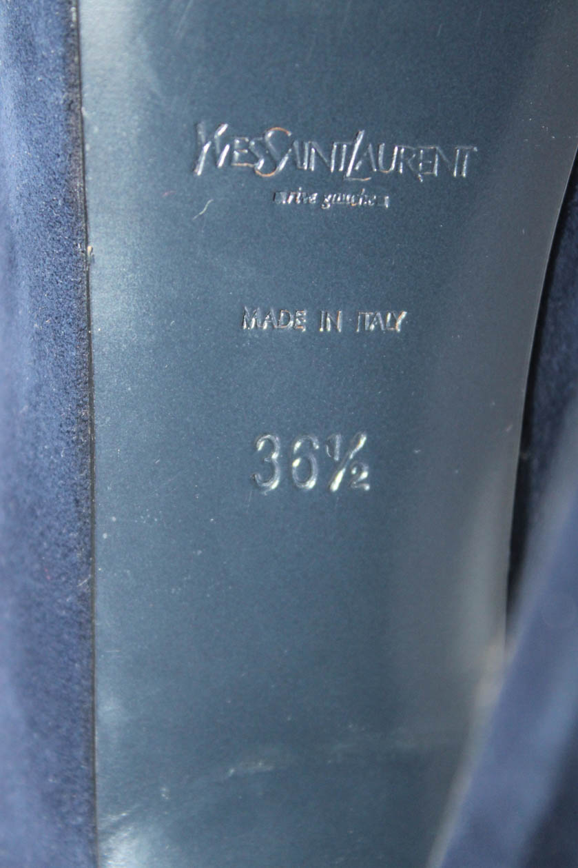 Yves Saint Laurent decolte donna stiletto plateau tribtoo camoscio navy taglia 36 5