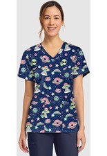 Cherokee Prints Women's Print V-Neck Top CK856 GVGY GROOVY GALAXY Free Ship