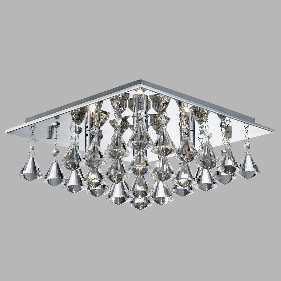 Plafoniera Contemporanea Hanna Alluminio Cromo Vetro Trasparente 4 Luci G9 - Immagine 2 di 4