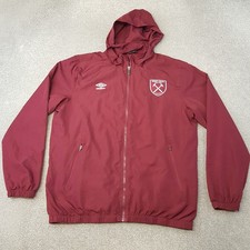 West Ham Utd Jacket Medium Burgundy Umbro Windbreaker Rain Coat Football Train