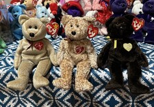 Lot Of 3 SIGNATURE BEAR 1999, 2002, 2003 ~ Ty Beanie Babies 8" Great Condition