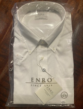 Enro white button-down collar 18.5 38-39 Non-iron shirt NWT vintage deadstock