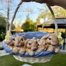 Statua Vintage Grande Primaverile Coniglietto Coniglietto Nel Cesto '95 California Creations