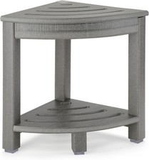 HDPE Corner Shower Stool,Shower Bench Seat W/ Storage Shelf Shaving Legs Plastic
