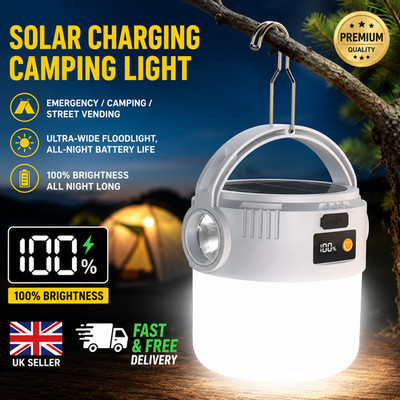 LED Camping Licht Solarbetrieben USB Wiederaufladbar Ultrahell Wasserdicht Lampe