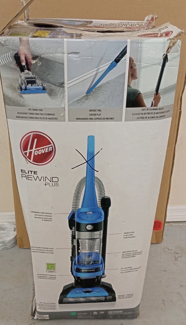Hoover Elite Rewind Plus Upright Bagless Vacuum Cord Rewind Pet
