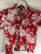 favant hawaiian shirt Xs  Adult Kid- Large Red Floral Cotton Camp Casual Vtg