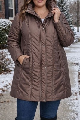 Avenue Xtreme-Tek Women s Plus Size 18/20 Brown Puffer Jacket Coat Winter Zip