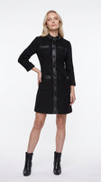 Maje Damen Kleid Schwarz Samt Tweed Vinyl GrößE 34 FR MFPRO02619