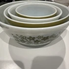 4 Vtg Pyrex Spring Blossom Crazy Daisy Nesting Mixing Bowls Set 401 402 403 404