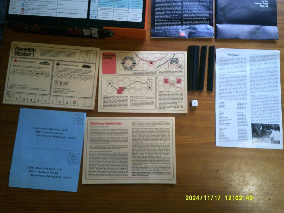 1970 Avalon Hill Panzer Blitz Bookcase Game WWII Armored Warfare Eastern Front - Image 3 of 4