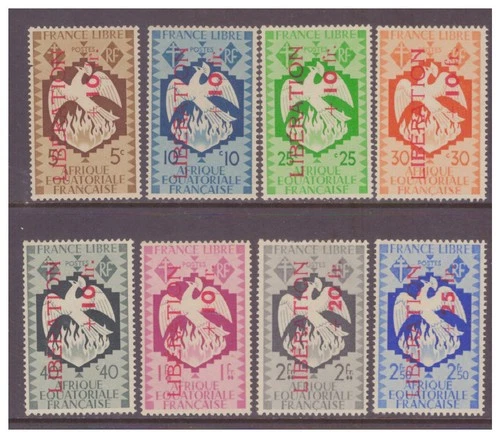 French Equatorial Africa 1944 LIBERATION Aid Fund on Free French issue SG209-219